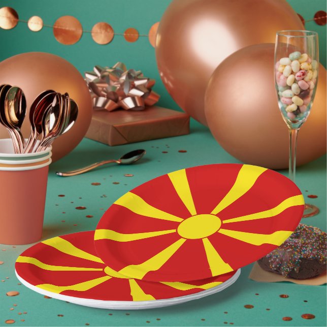 Flagge Nordmakedonien Pappteller (Multi)