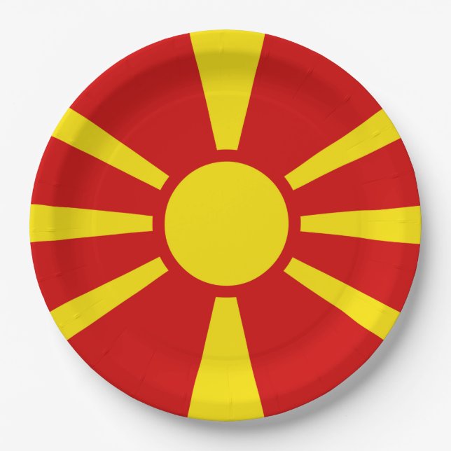 Flagge Nordmakedonien Pappteller (Vorderseite)