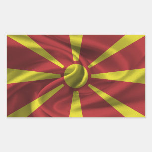 Flagge Nordmakedonien Rechteckiger Aufkleber