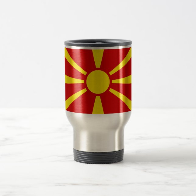 Flagge Nordmakedonien Reisebecher (Mittel)