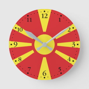 Flagge Nordmakedonien Runde Wanduhr