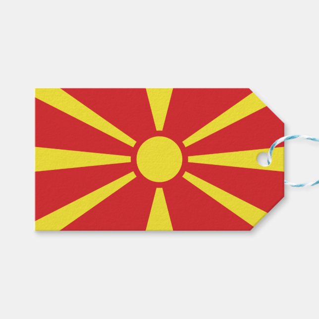 Flagge Nordmakedoniens Geschenkanhänger (Vorderseite (Horizontal))