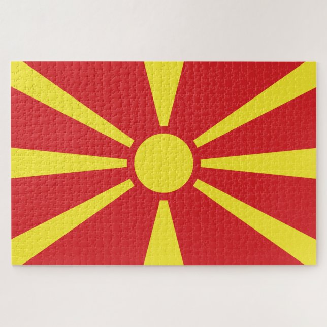 Flagge Nordmakedoniens Puzzle (Horizontal)