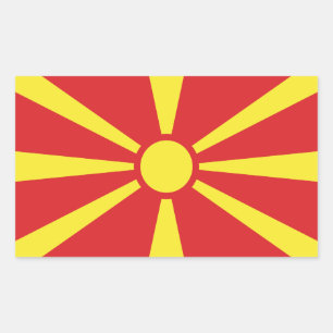 Flagge Nordmazedoniens Rechteckiger Aufkleber