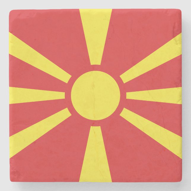 Flagge Nordmazedoniens Steinuntersetzer (Vorderseite)