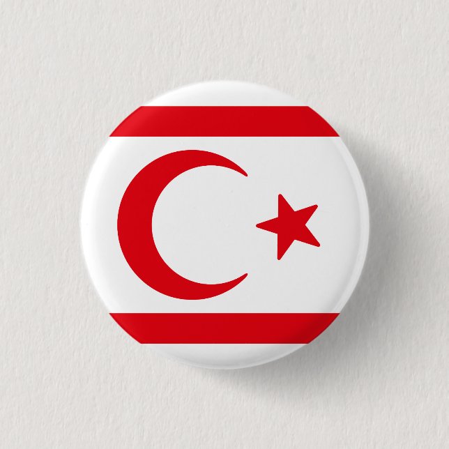 Flagge Nordzyperns Button (Vorderseite)