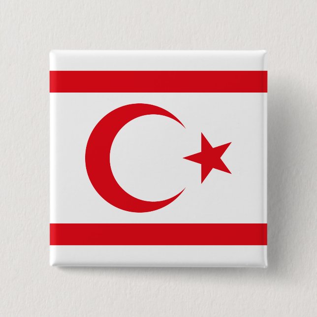 Flagge Nordzyperns Button (Vorderseite)