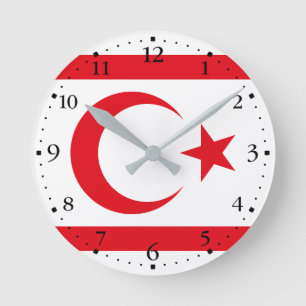 Flagge Nordzyperns Runde Wanduhr