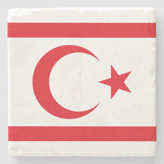 Flagge Nordzyperns Steinuntersetzer (Vorderseite)
