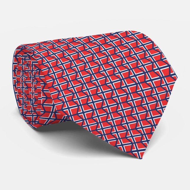 Flagge Norwegens geometrisches Sechseckmuster Krawatte (Gerollt)