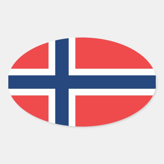 Flagge Norwegens (Oval) Ovaler Aufkleber (Vorderseite)