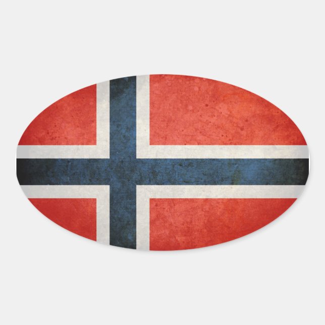 Flagge Norwegens Ovaler Aufkleber (Vorderseite)