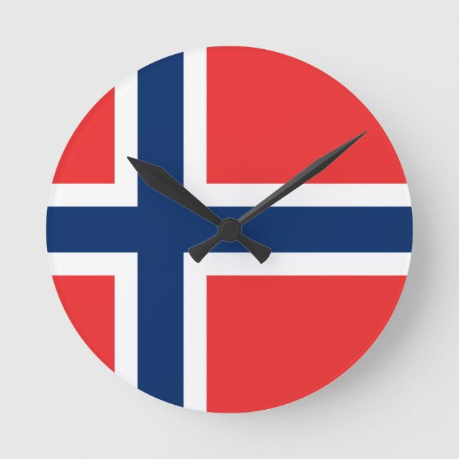 Flagge Norwegens Runde Wanduhr (Vorderseite)