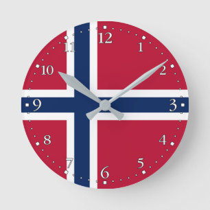 Flagge Norwegens Runde Wanduhr