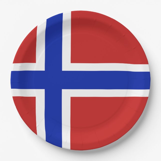 Flagge Norwegens skandinavische Pappteller (Vorderseite)