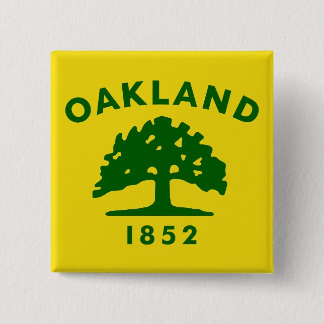 Flagge Oaklands, Kalifornien Button (Vorderseite)