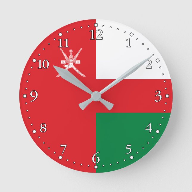 Flagge Omans Runde Wanduhr (Vorderseite)