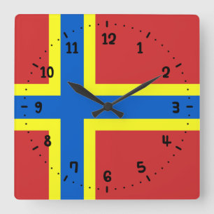 Flagge Orkneys Quadratische Wanduhr