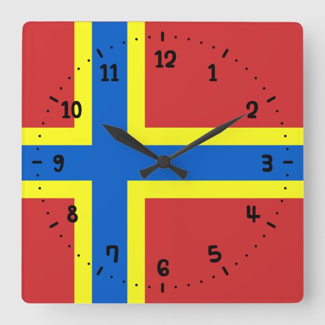 Flagge Orkneys Quadratische Wanduhr (Vorderseite)