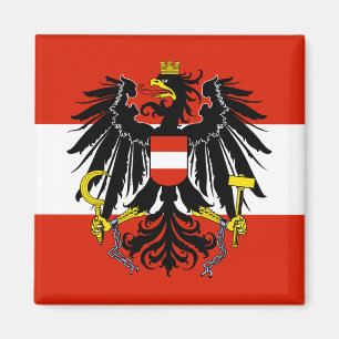 Flagge Österreichs mit Wappen Magnet