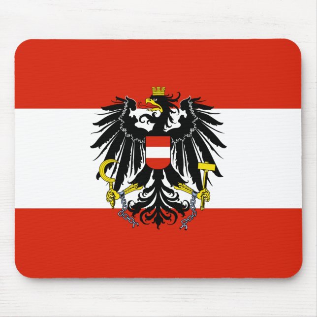 Flagge Österreichs mit Wappen Mousepad (Vorne)