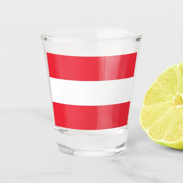 Flagge Österreichs Schnapsglas (Vorderseite)