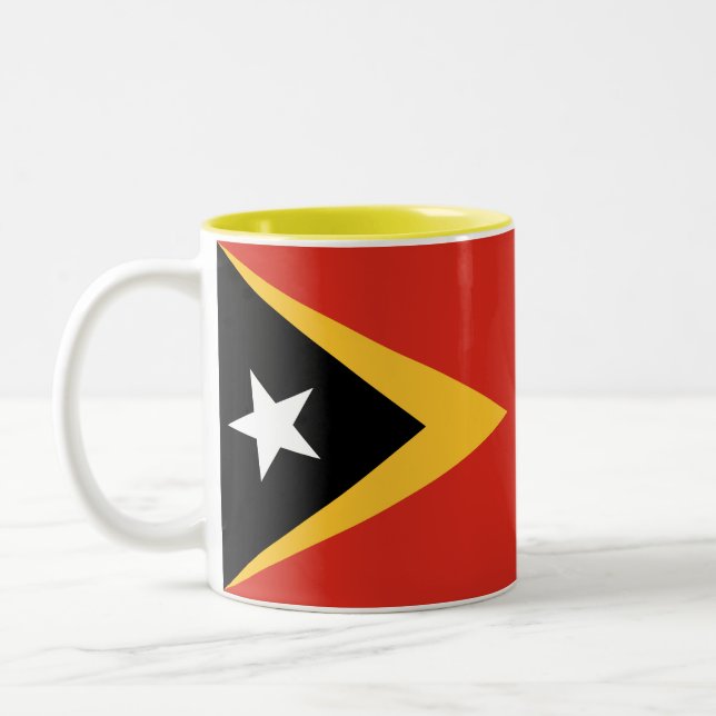 Flagge Osttimors Zweifarbige Tasse (Links)