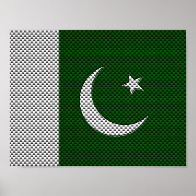 Flagge Pakistans mit Kohlenstofffasereffekt Poster (Vorne)