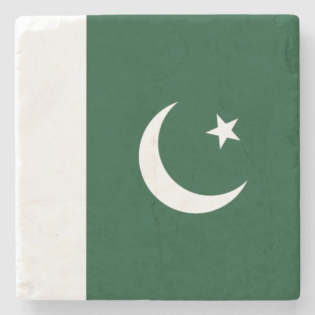 Flagge Pakistans Steinuntersetzer (Vorderseite)