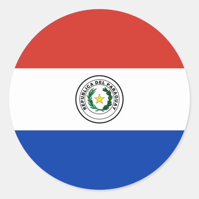 Flagge Paraguays Runder Aufkleber (Vorderseite)