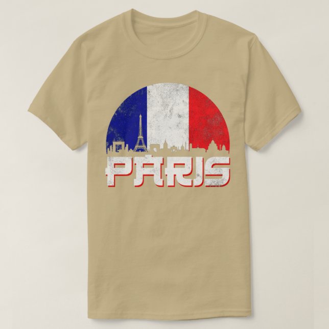 Flagge Paris Skyline Frankreich T-Shirt (Design vorne)