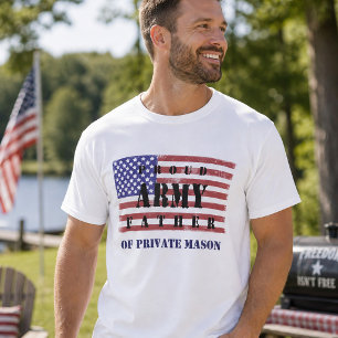 Flagge Patriotisch Stolz Armee Vater Bedrückt T-Shirt