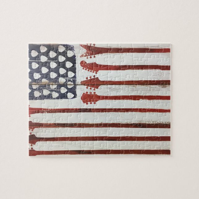 Flagge-patriotisches Gitarren-Musikthema Puzzle (Horizontal)