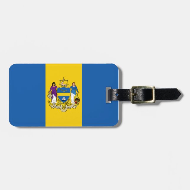 Flagge Philadelphia, Gepäckmarke Pennsylvania Gepäckanhänger (Vorderseite horizontal)
