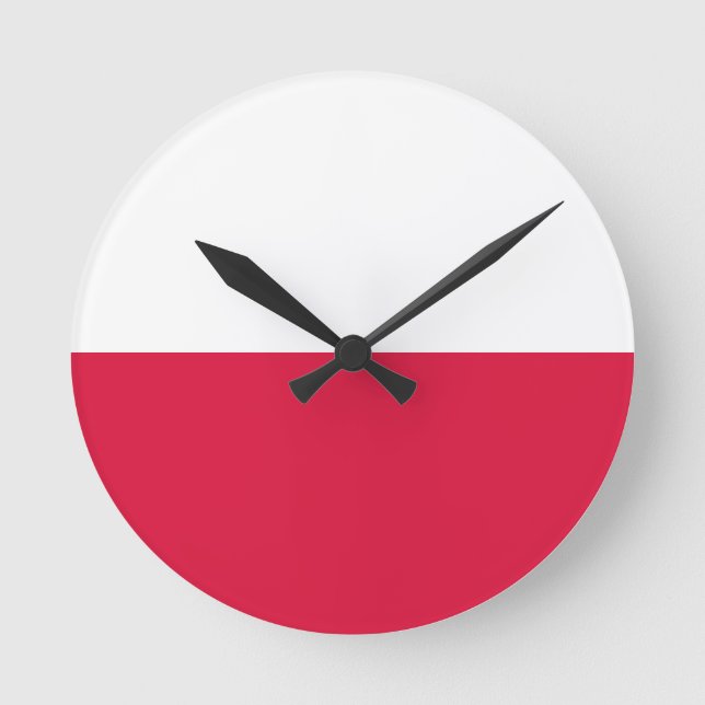 Flagge Polens Runde Wanduhr (Vorderseite)