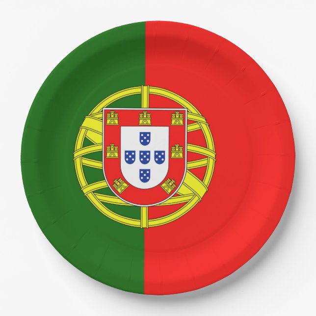 Flagge Portugals Pappteller (Vorderseite)