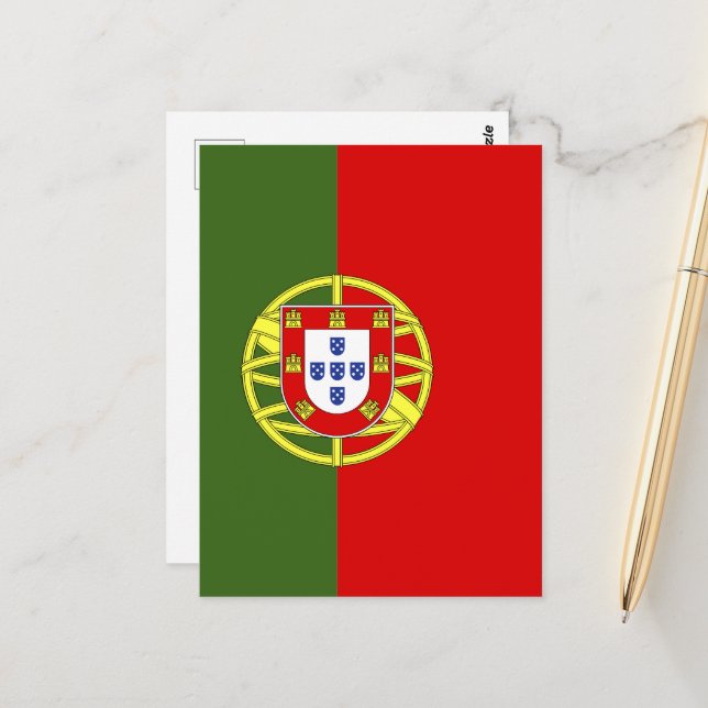 Flagge Portugals Postkarte (Vorderseite/Rückseite Beispiel)