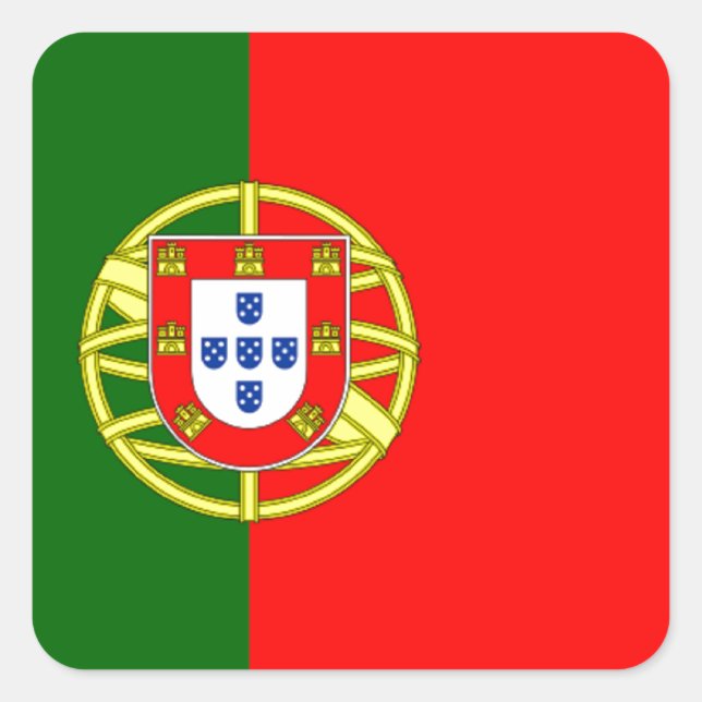 Flagge Portugals Quadratischer Aufkleber (Vorderseite)