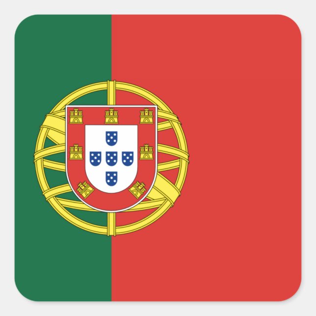 Flagge Portugals Quadratischer Aufkleber (Vorderseite)