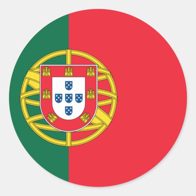 Flagge Portugals Runder Aufkleber (Vorderseite)