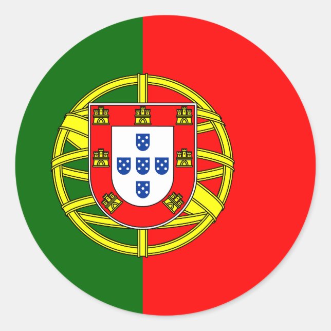 Flagge Portugals Runder Aufkleber (Vorderseite)