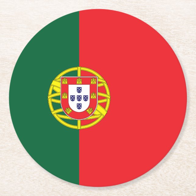 Flagge Portugals Runder Pappuntersetzer (Vorderseite)