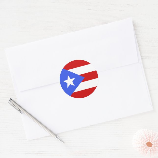 Flagge Puerto Rico Runder Aufkleber (Umschlag)