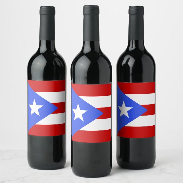 Flagge Puerto Rico Weinetikett (Flaschen)