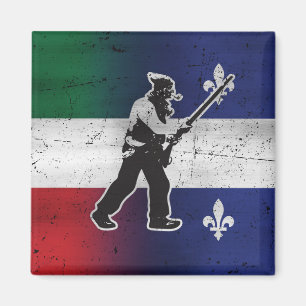 Flagge Québec und Patriote Henri Julien erodiert Magnet