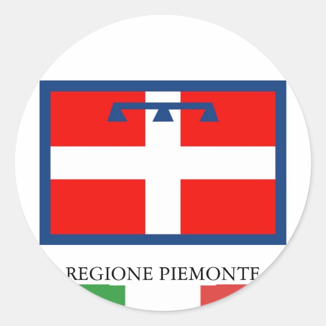 Flagge Regione Piemonte Runder Aufkleber (Vorderseite)