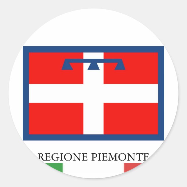 Flagge Regione Piemonte Runder Aufkleber (Vorderseite)