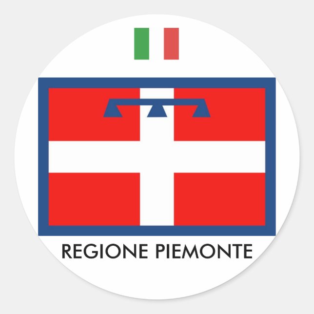 Flagge Regione Piemonte Runder Aufkleber (Vorderseite)
