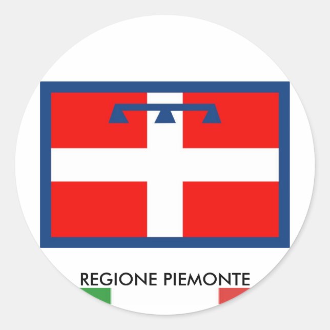 Flagge Regione Piemonte Runder Aufkleber (Vorderseite)