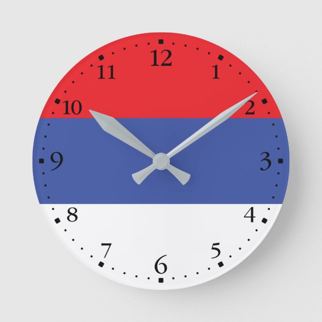 Flagge Republika Srpska Runde Wanduhr (Vorderseite)